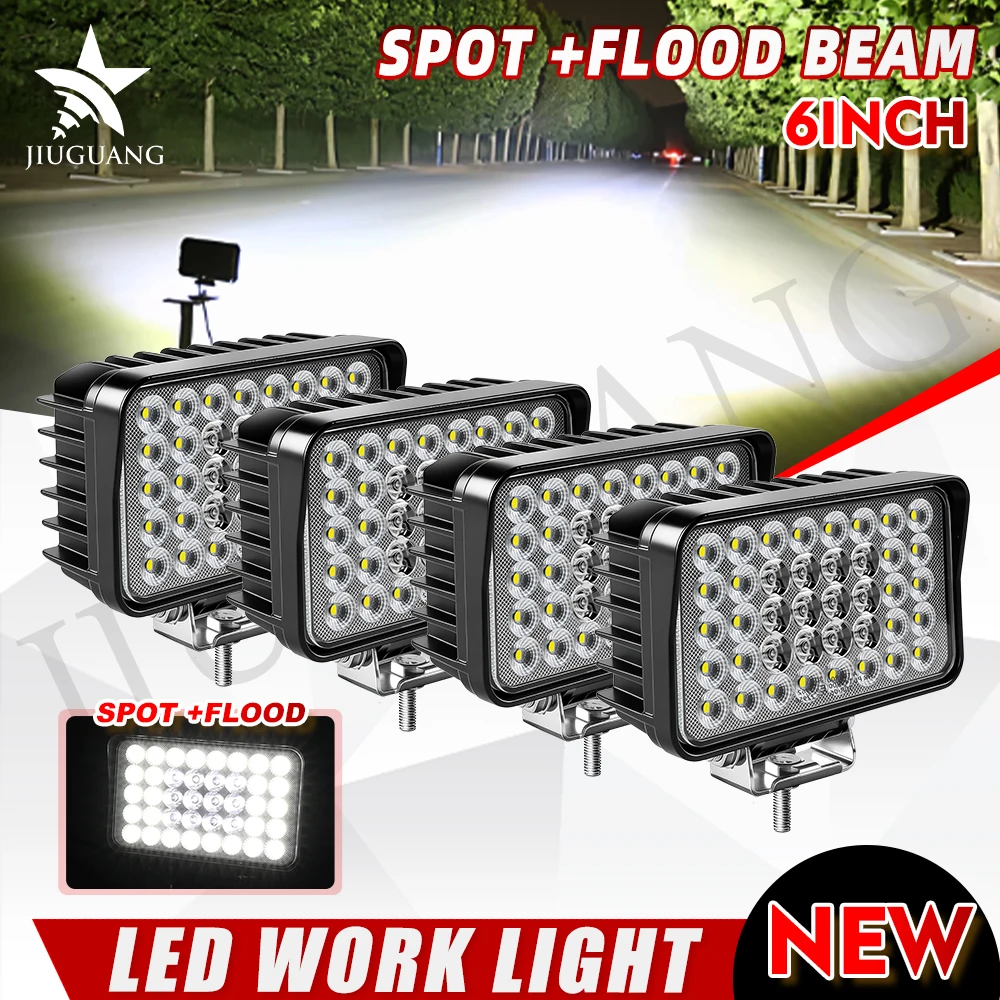 

HAOLIDE 4PCS LED Work Light 6inch 6000K Flood Spot Beam 12V 24V off-road use for Truck 4x4 Truck ATV Forklift excavator Tractor