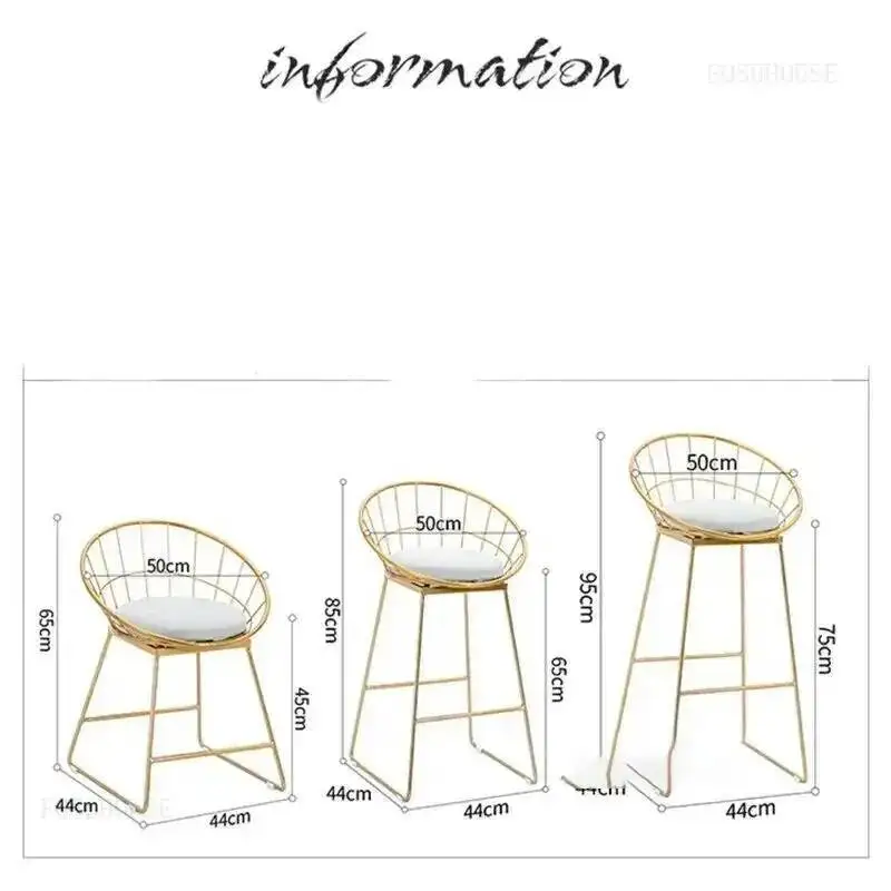 الشمال فندق مطعم أقدام عالية كرسي مسند الظهر كرسي طويل الساق الحديثة ضوء فاخر الذهبي الحديد بار البراز أثاث المطبخ المنزلي