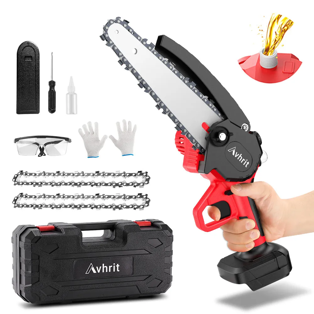 

Avhrit Mini Chainsaw 8 Inch Brushless Electric Chain Saw Cordless Handheld Pruning Saw Garden Woodworking Cutting Power Tools