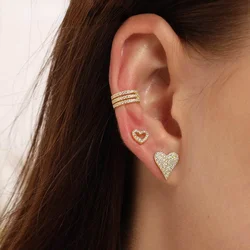 2021 Fashion Luxury Jewelry For Girlfriend Lover Gift Hollow Heart With Sparking Clear Full Cubic Zirconia CZ Charm Stud Earring