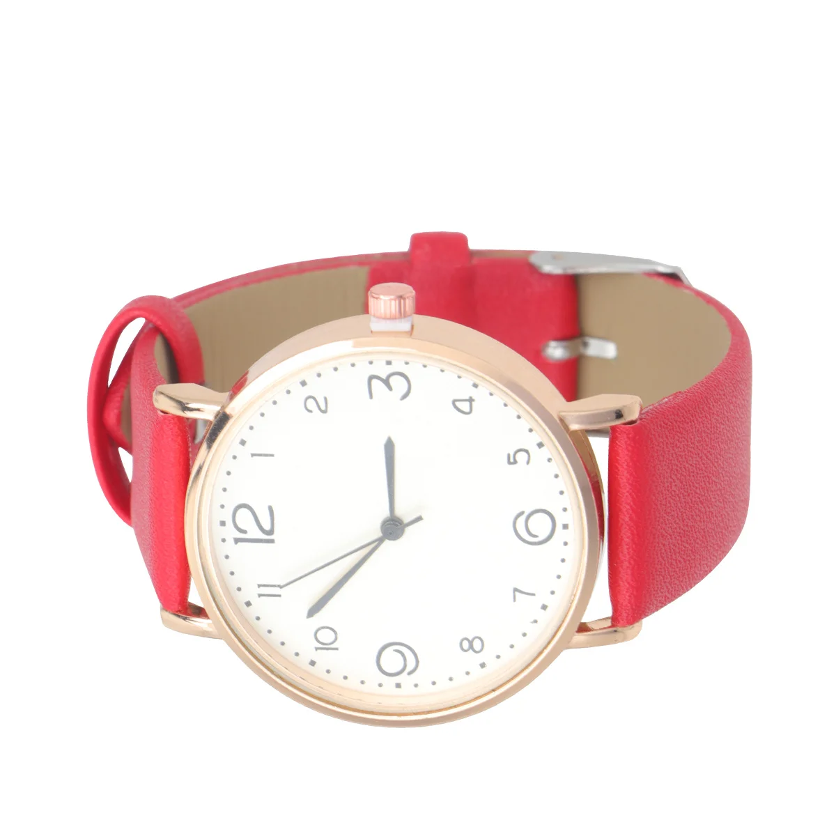 ساعة كاجوال للسيدات أنيقة بحزام PU أحمر وحركة كوارتز أفضل هدية لساعة كوارتز نسائية لعيد الحب #4