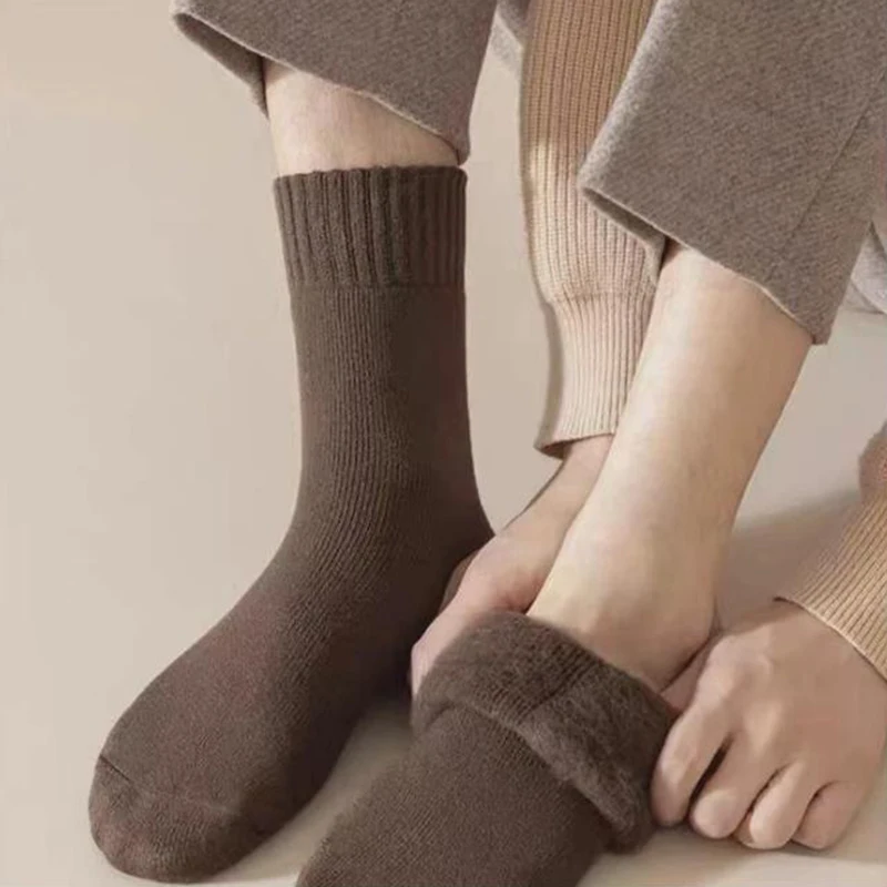 Retro sólido quente meias de caxemira masculino 2025 inverno 5 pares vintage malha conforto pele macia meias grossas meias formais para homem