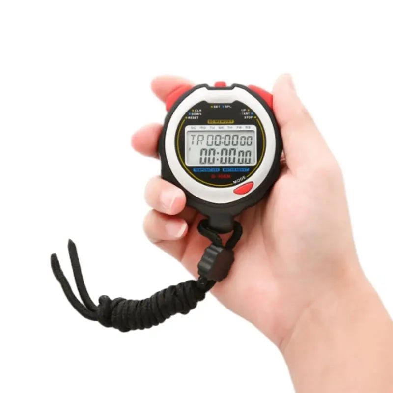 HRBAJ-Waterproof Digital Display Stopwatch Chronograph Alarm/Time/Date/Week Function Double Row Countdown Timer For Sports Match
