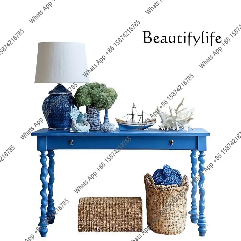 

J French Light Luxury Entrance Table American Retro Solid Wood Desk Study Writing Computer Decorative Cabinet