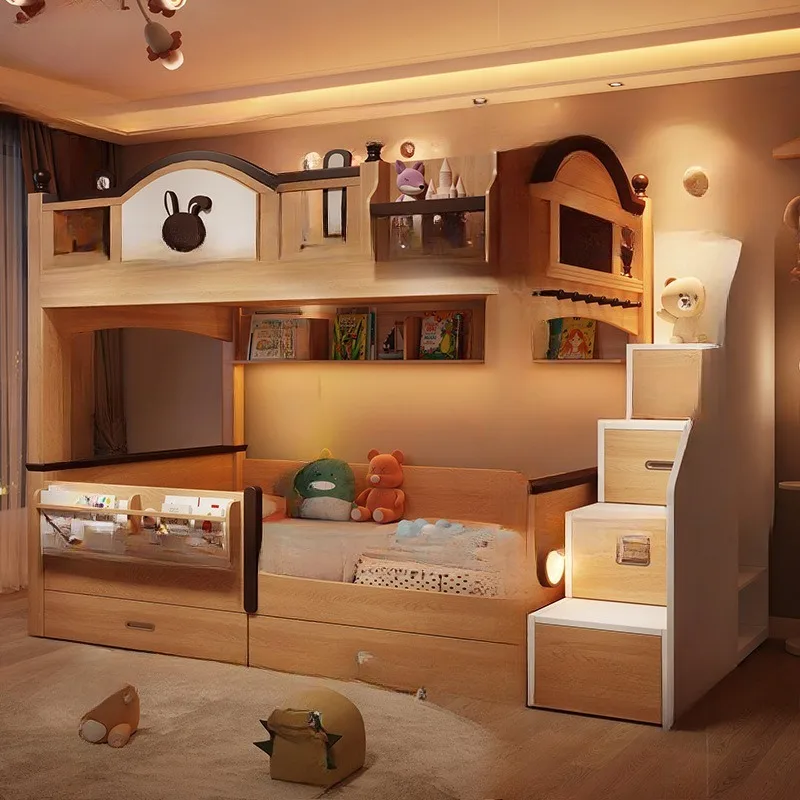 house bed bunk bed does not disturb each other, small apartment high and low upper and lower beds 1.35 space bed