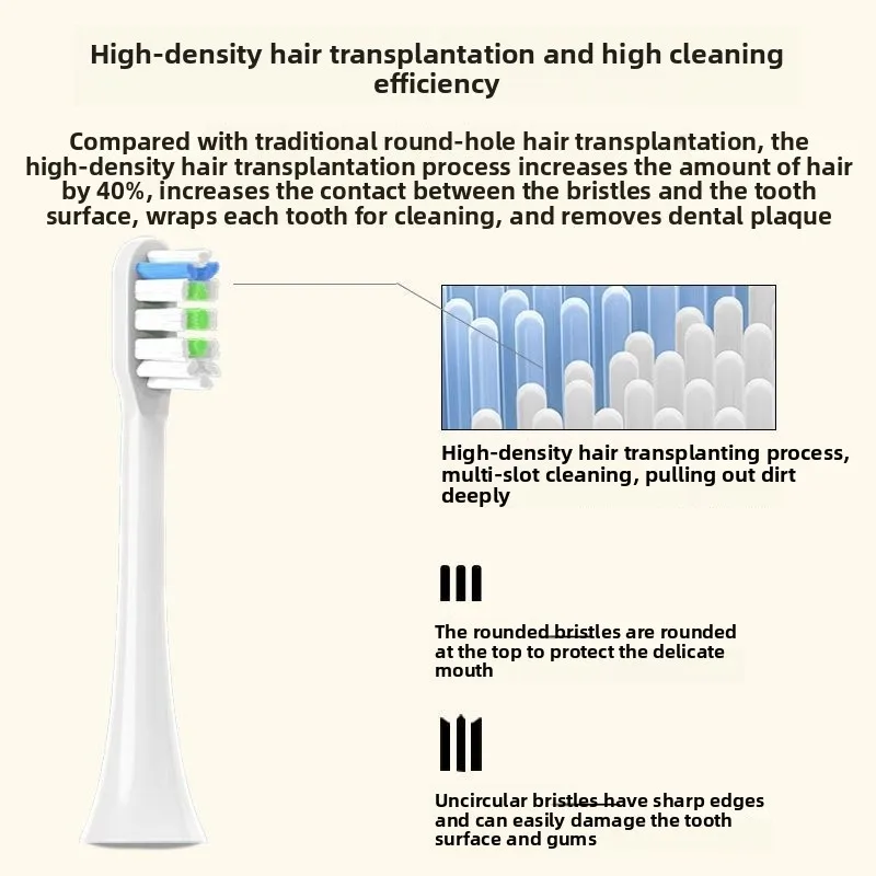 متوافق مع رأس فرشاة الأسنان الكهربائية SOOCAS Suji X1/X3U شعيرات ناعمة/X5/V1V2 سونيك D3 رأس فرشاة الأسنان العالمي البديل