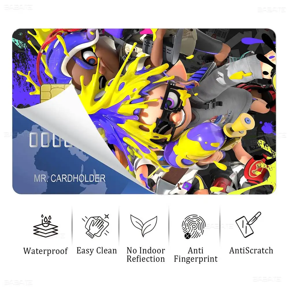 S-Splatoon 3 Anime Young Creidt Card Debit Card Sticker Film Case Front Tape For Small Big Chip No Chip