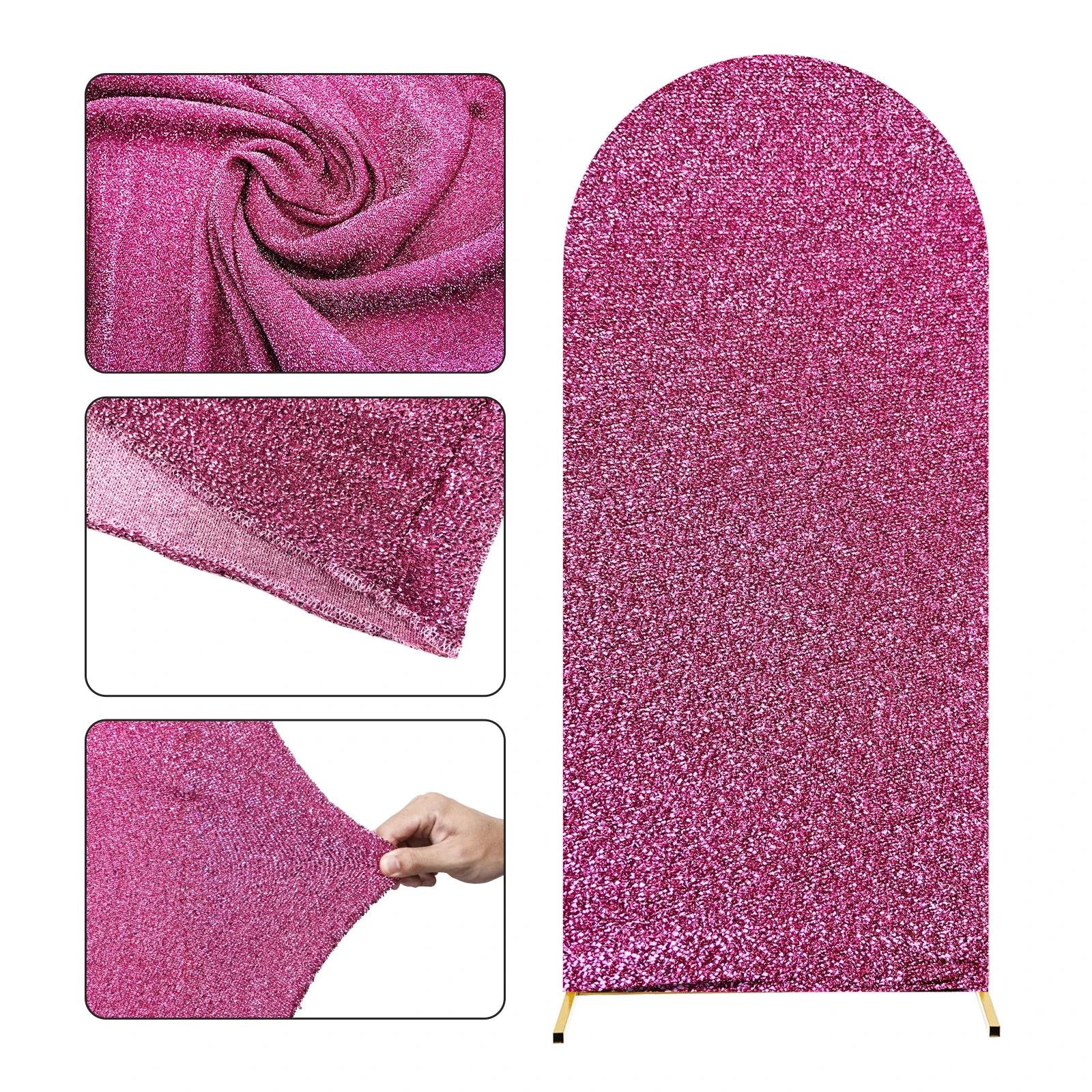 Mehofond พื้นหลังสีเงินมีกากเพชรแบบโค้งทรงกลมพอดี2ด้านสำหรับงานวันเกิดงานแต่งงานงานเลี้ยงเจ้าสาวตกแต่งภาพฉากหลังปาร์ตี้