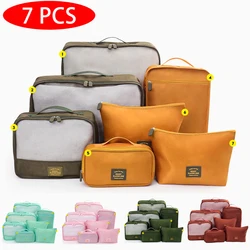 7pcs Set Travel Clothes Bag Luggage Shoes Toiletries Holder Case Portable Packing Wardrobe Bra Sock Pants Organizer Bag Large