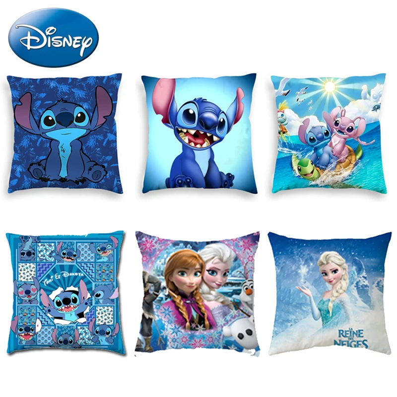 

Disney Cartoon Cushion Cover Lilo & Stitch Pillow Case Action Figure Elsa Anna Princess Home Decoration 45x45cm Birthday Gift