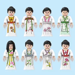 8pcs Creative Women Hanfu Dress Traditional Chinese Cloth Minifigurine Brick Mini Action Figures Building Blocks Toy Childrens