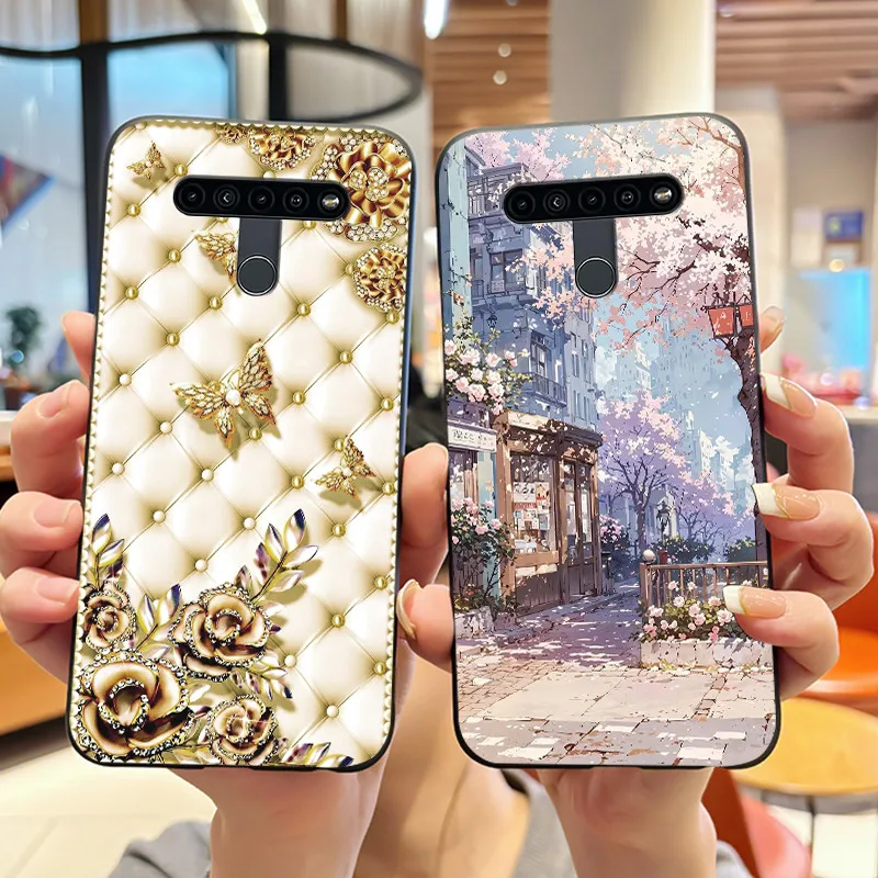 Funda de teléfono para LG K41S/K51S, funda negra de silicona con parachoques, carcasa con patrón de volcán Popular, funda suave colorida brillante a prueba de golpes
