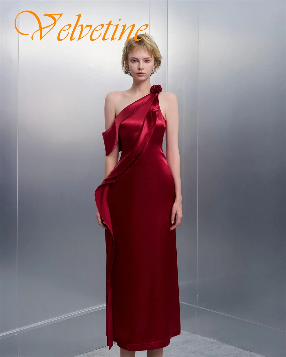 Customized Luxury Satin Evening Dress Exquisite One Shoulder Mermaid Prom Dresses Modern Sleeveless Special Occasion Gowns