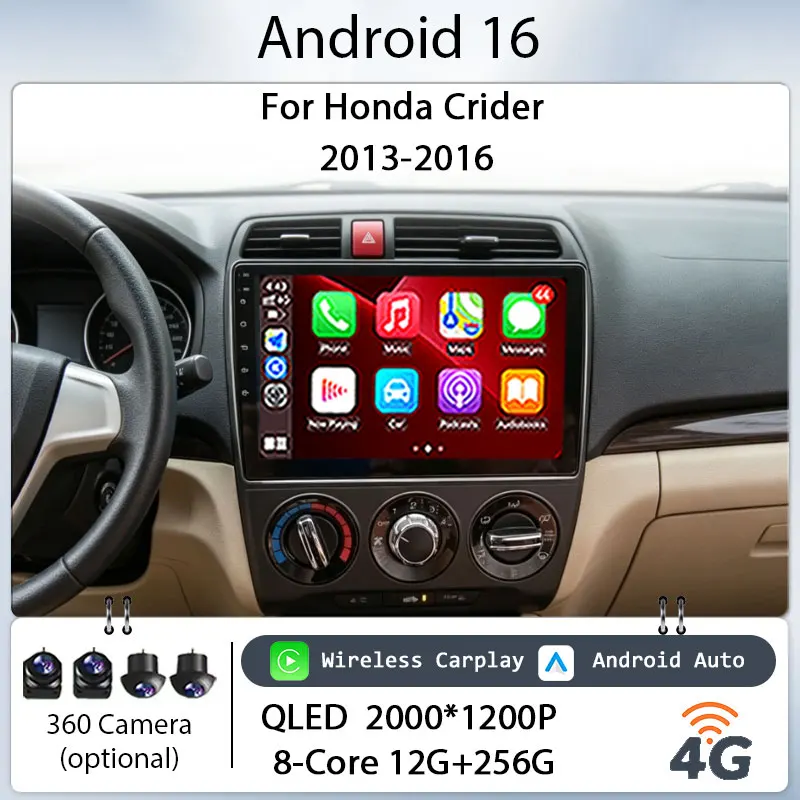 

IPS HD Touch Screen Android 16 Multimedia Kit Player for Honda Crider 2013‑2016 Car Stereo 10" GPS Navi BT WiFi DSP Audio Unit