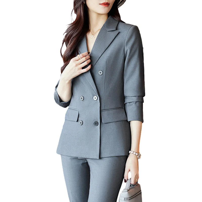 High Quality Fabric Autumn Winter Formal Business Suits OL Pantsuits with Pants and Jackets Coat Women Professional Blazers