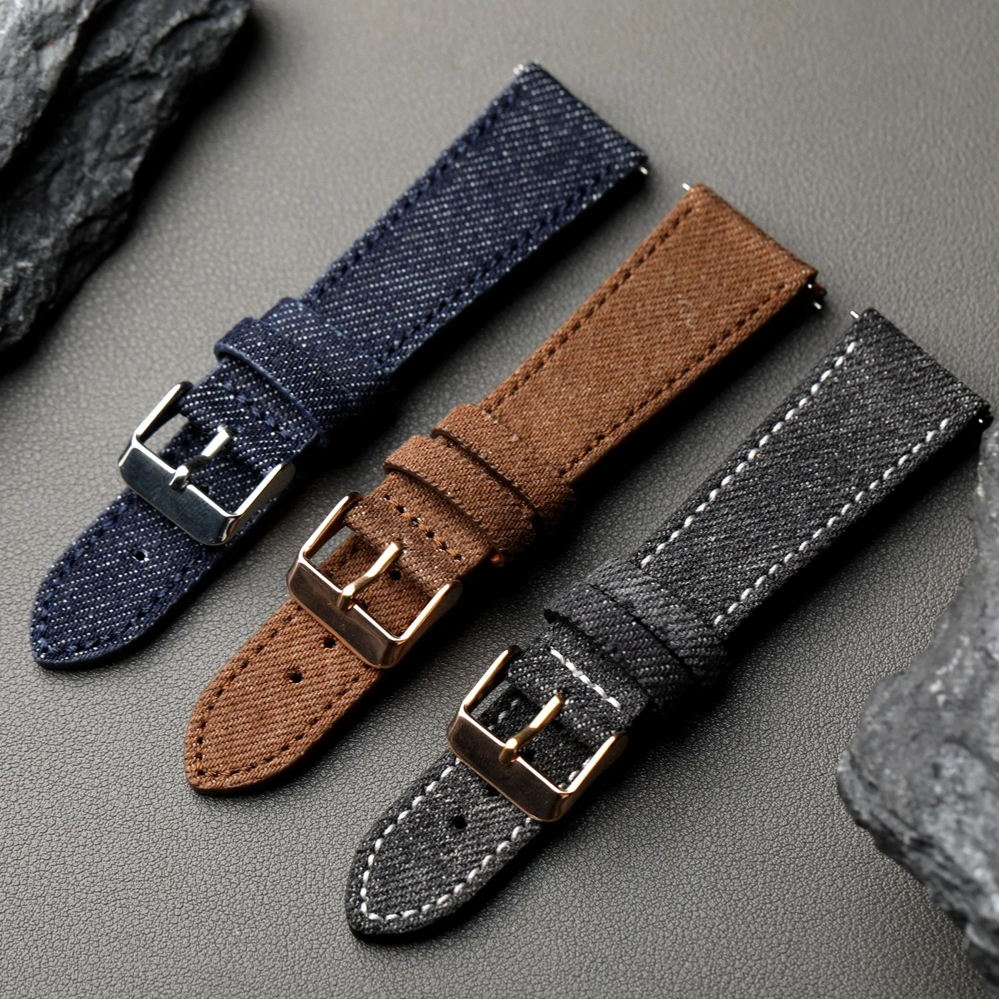 Handmade Japanese Gangshan denim strap, 18 19 20 22MM quick release, soft S/M short leather fit vintage watchband