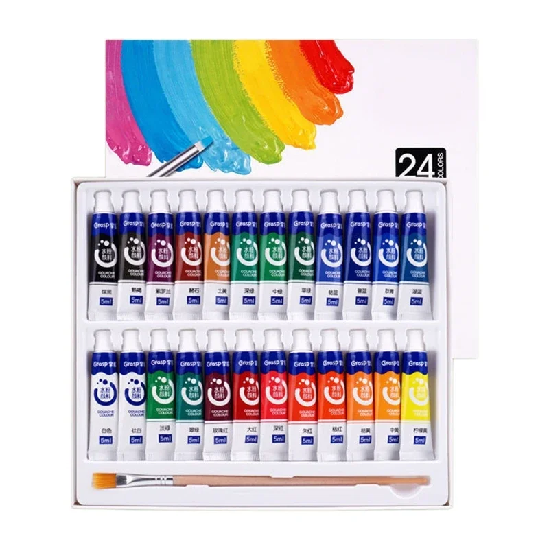 conjunto pintura aquarela tubos pigmento guache da academia arte 5ml 12 18 24 36 cores para estudantes arte 01