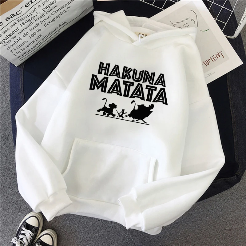 Y2k 90s Hoodies Anime Kawaii Hakuna Matata Hoodie Disney The Lion King Sweatshirt  Women Clothes Hoody