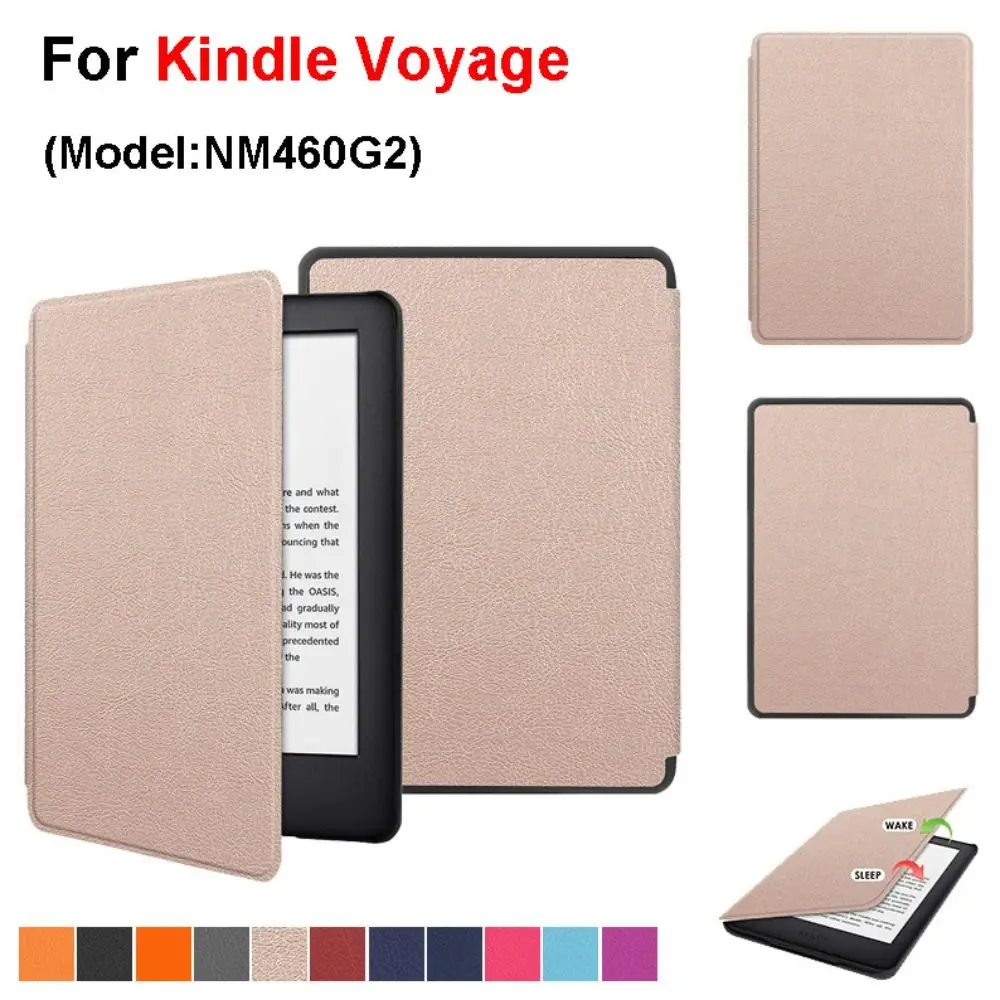 Premium 6 Inch E-Reader Case Shockproof Anti-fall Folio Cover Microfiber Lining Leather Protective Shell for Kindle Voyage