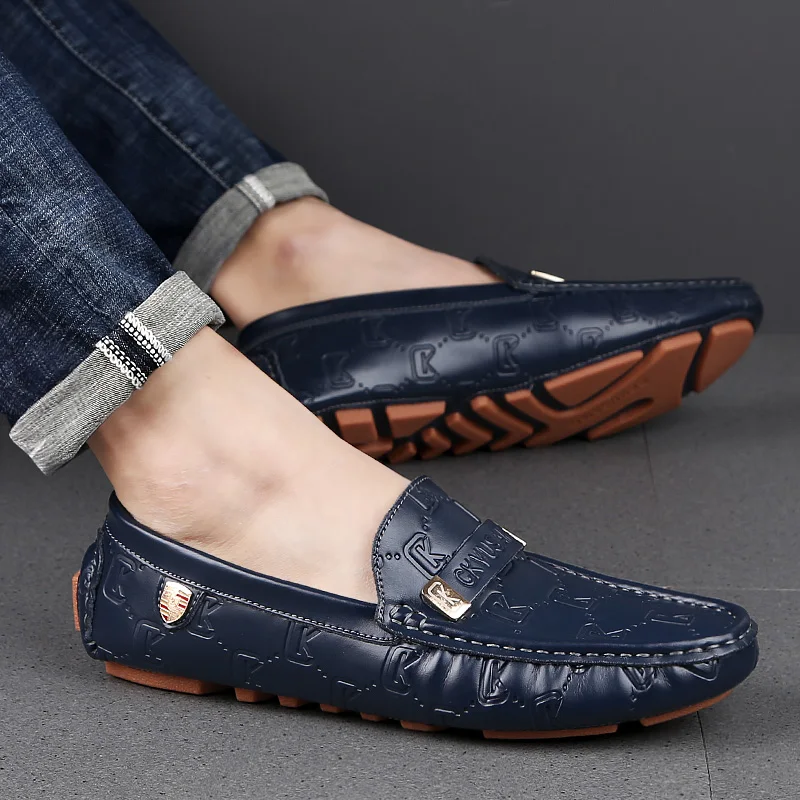 Men High Quality Leather Loafers Men Casual Outdoor Shoes Moccasins Slip on Men Business Shoes Male Driving Shoes Bean Shoes