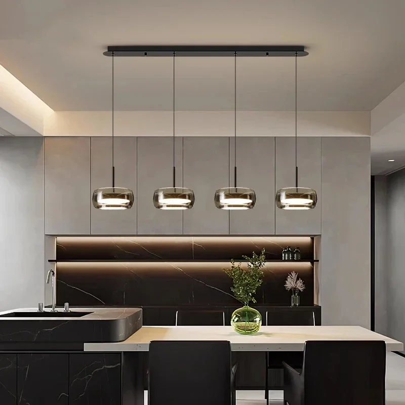 

Modern Modern Glass Pendant Lamp Black For Dining Room Kitchen Island 3-Light Smoke Gray Ceiling Pendant Light Fixtures Hanging