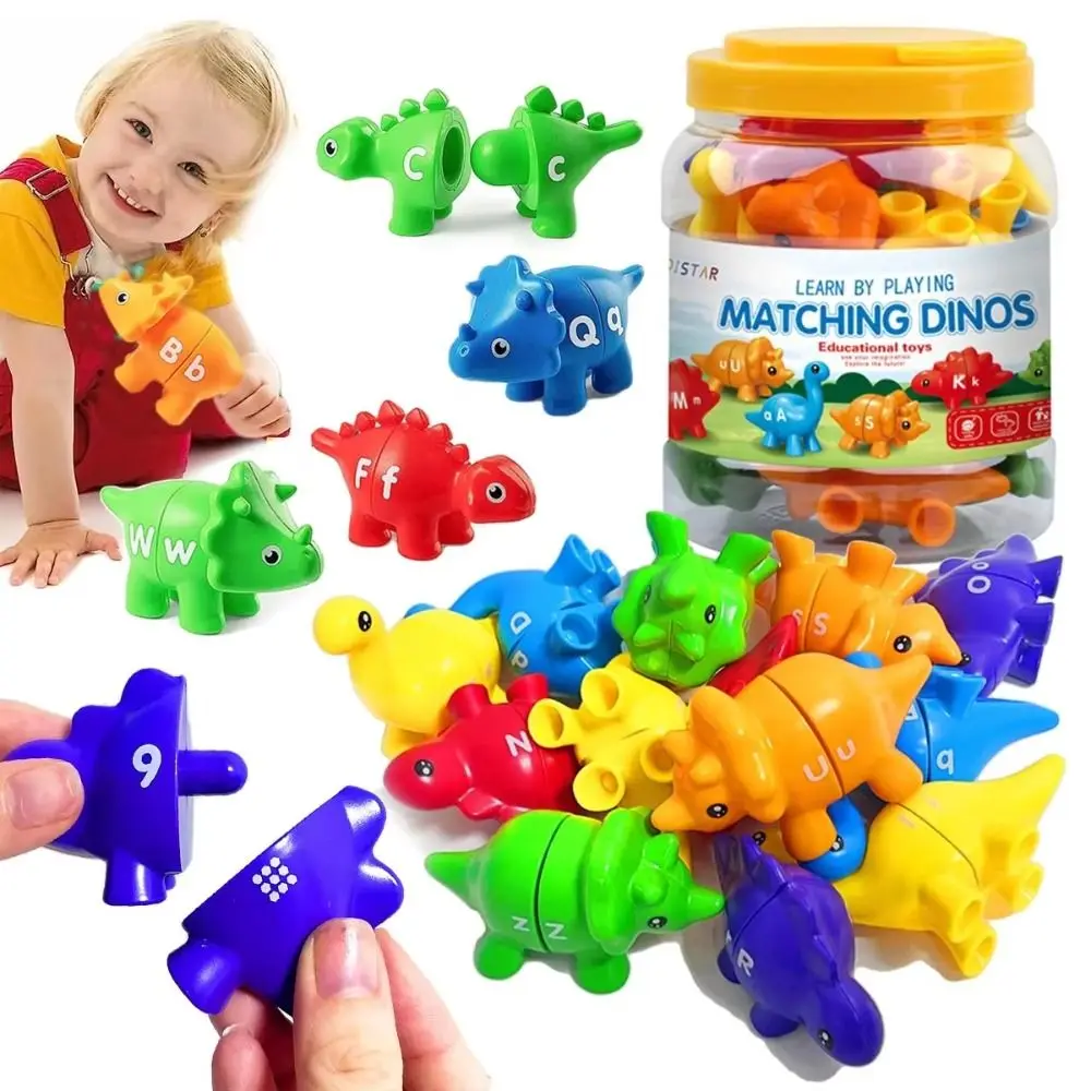 Lettere in plastica Lettere abbinate Blocchi di gioco fronte-retro Ordinamento dei colori Puzzle portatile Montessori Dinosauro Alfabeto sensoriale