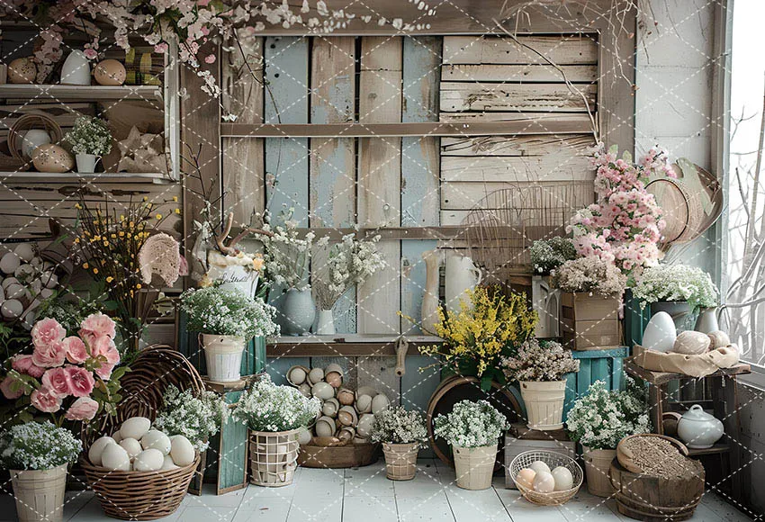 Mehofond Photography Backdrop Spring Easter Wonderland Newborn Birthday Party Colorful Egg Flower Window Decor Photo Background