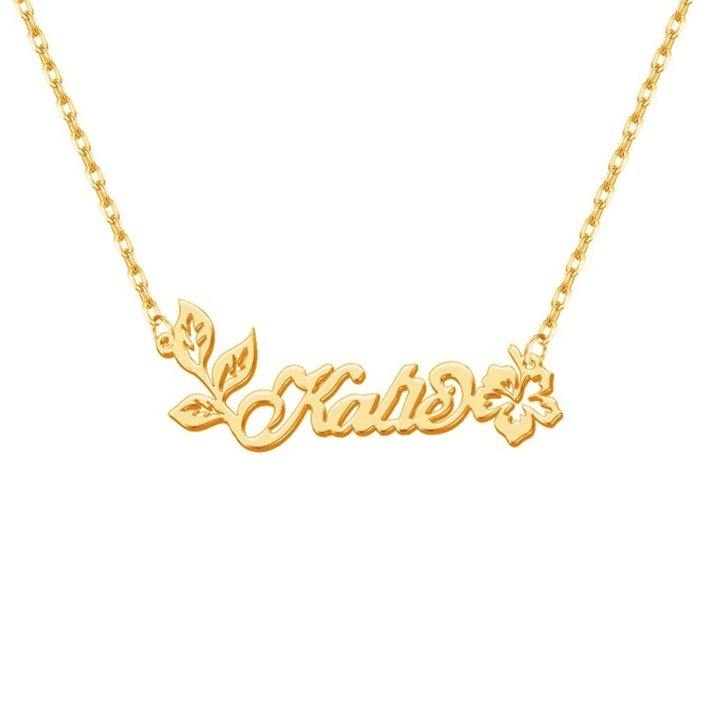 Korean Fashion Custom Lily Name Necklaces For Women July Flower Birthday Gift Personalized Clavicle Chain Stainless Steel Charm