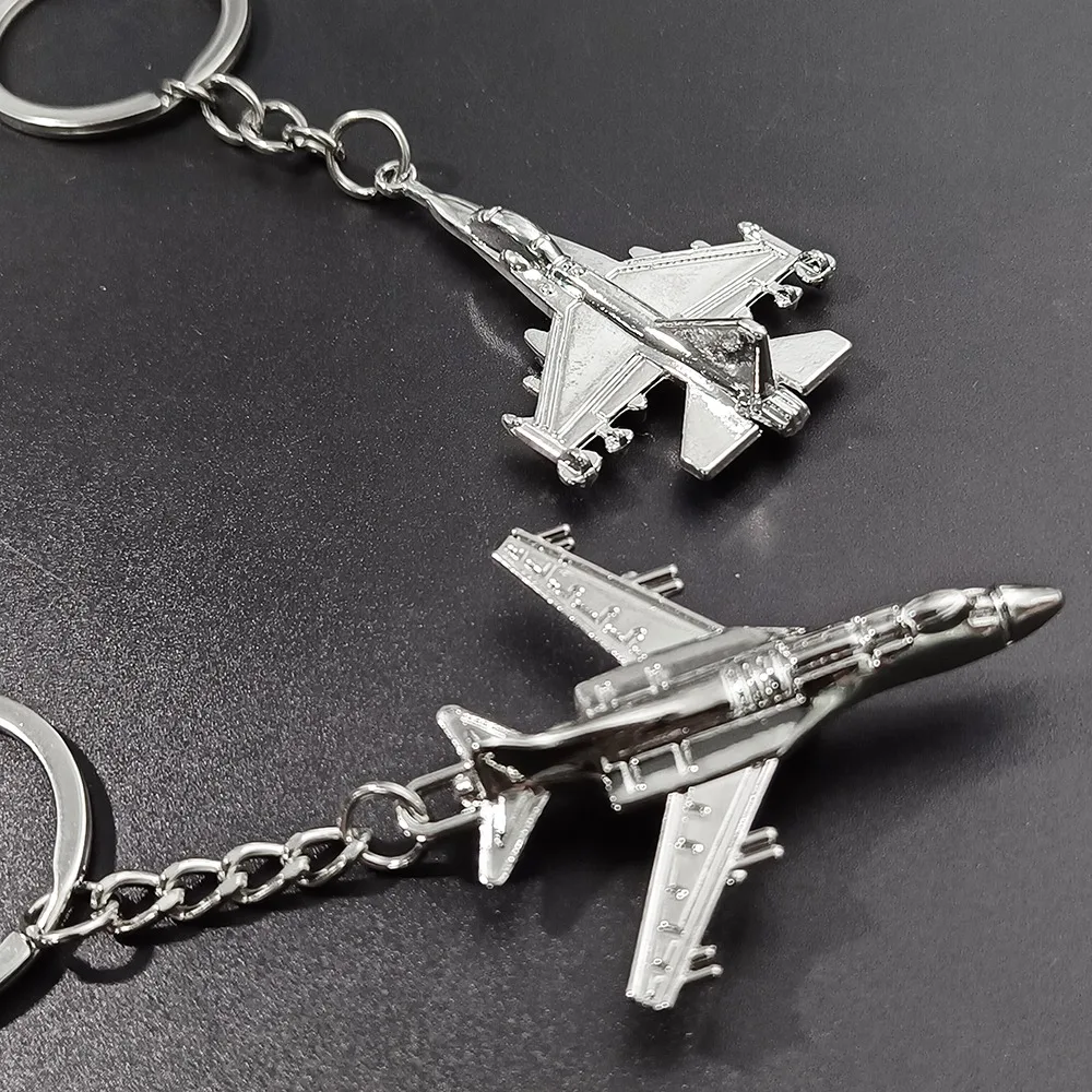 Air Plane Model Fighter Keychains Metal Cool Airplane Keyring Pendant Car Motorcycle Bag Key Chain Ring for Men Creative Gift - view 4