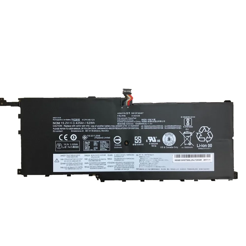 15.2V 3.425Ah/52Wh 56WH 01AV439 00HW028 Original Battery SB10F4647 01AV410 For Lenovo THINKPAD X1 YOGA Carbon 4 X1C 01AV457 409