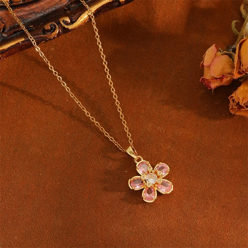 EILIECK 316L Edelstahl Funkelnde Weiße Blumen Zirkonia Halskette Ohrringe Set für Frauen Trendiges Geschenk Luxus Schmuckset – Detail 12