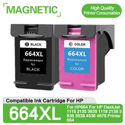 Magnetic Compatible Color ink Cartridge For HP664 For HP DeskJet 1115 2135 3635 1118 2138 3636 3638 4536 4676 Printer 664