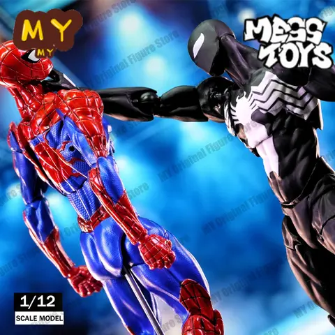 Mess Toys Spiderman Black Suit Neighbor Symbiote Figure CT Toys Spiderman Mafex 185 MessToys Scarlet Neighbor Action Figure Toy