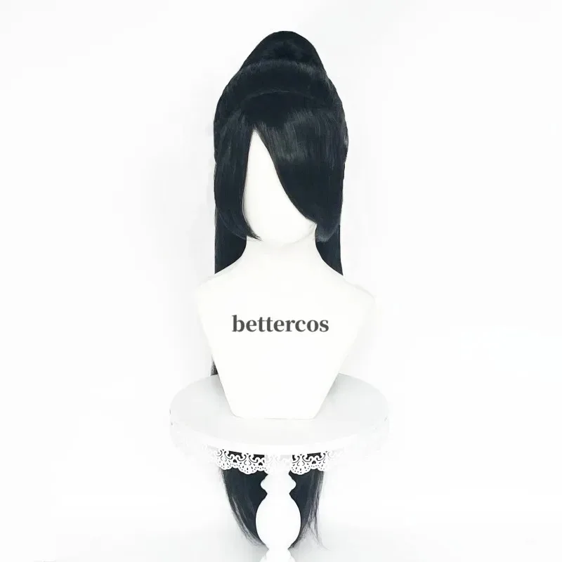 عالية الجودة لعبة Valorant حكيم شعر مستعار تأثيري أسود مقاومة للحرارة الشعر الاصطناعية مع 80 سنتيمتر مقطع طويل ذيل حصان أنيمي الباروكات + WigCap