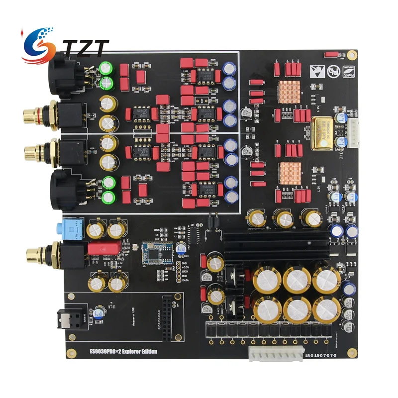 Imagem -02 - Tzt-dual Lossless Fiber Coaxial Decoder Board Placa Dac Dsd 384k Amanero Usb Bluetooth 5.0 Es9038pro