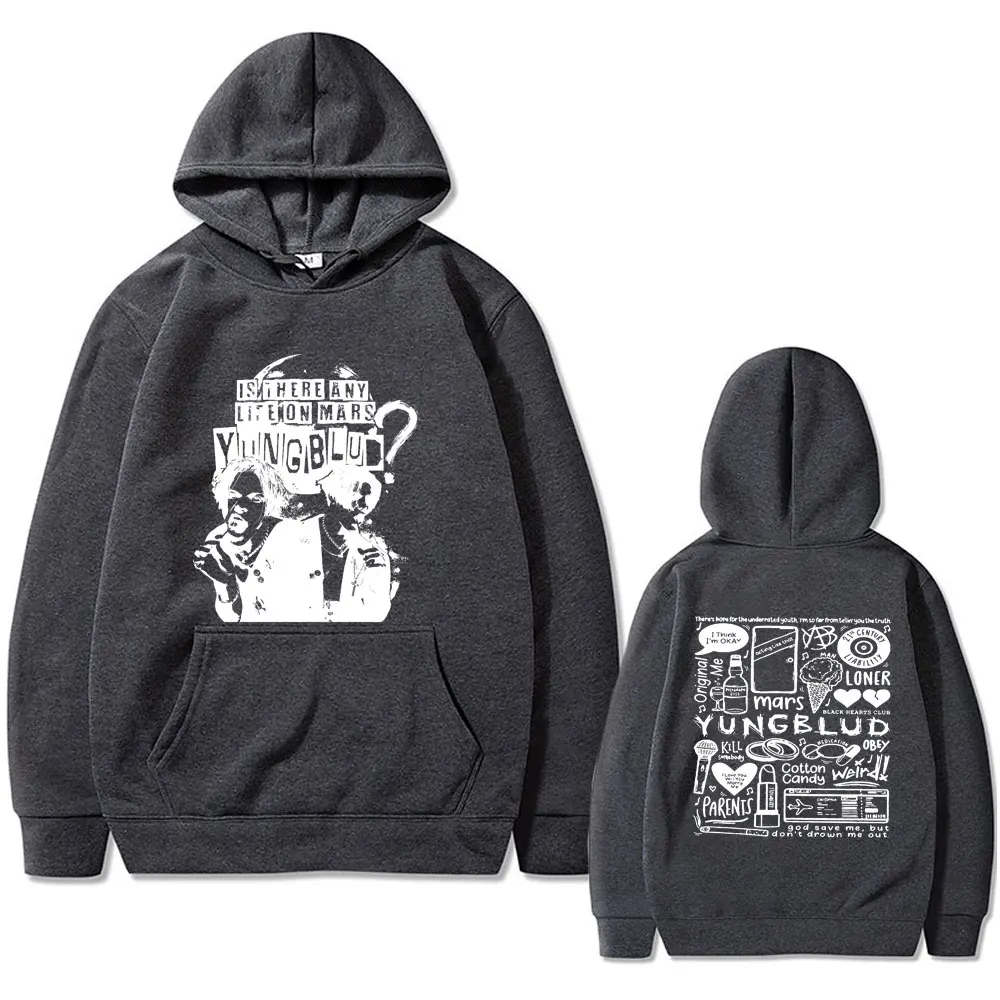 Rocksänger Yungblud gibt es jedes Leben auf Mars doppelseitigen Druck Hoodie männlich lässig Pullover Männer Vintage übergroße Hoodies