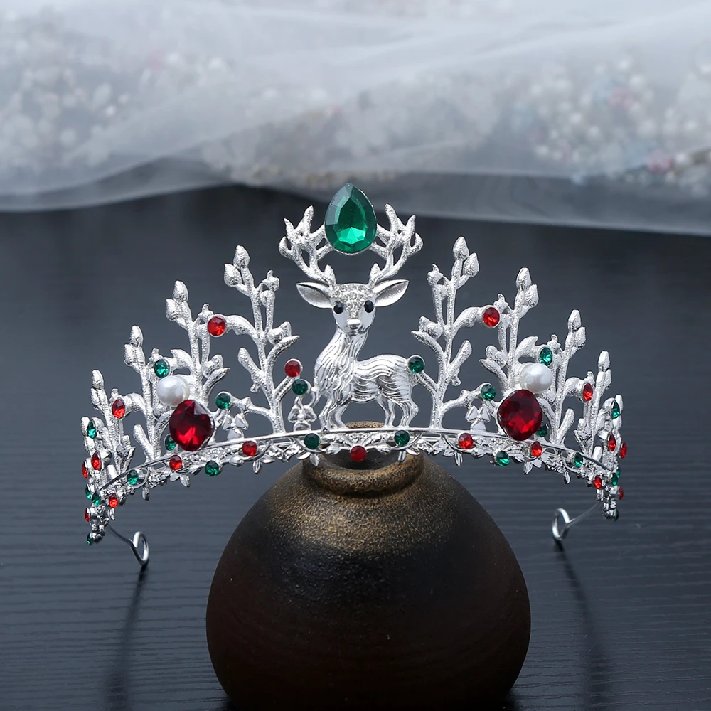 1 pezzo di tiara natalizia con fiocchi di neve, pietre preziose, corona per capelli, intricato design festivo, perfetto per feste natalizie, cosplay, glamour reale