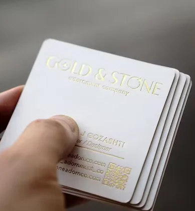 

Custom luxury hot stamping line striped paper business card gold edge invitation card
