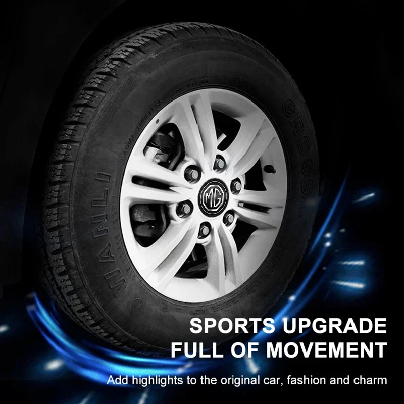 For MG 4pcs 56/60mm Car Wheel Center Hub Cap Rim Cover Stickers Cyberster 3 5 6 7 ZS ES5 ONE HS 4 EV view 5