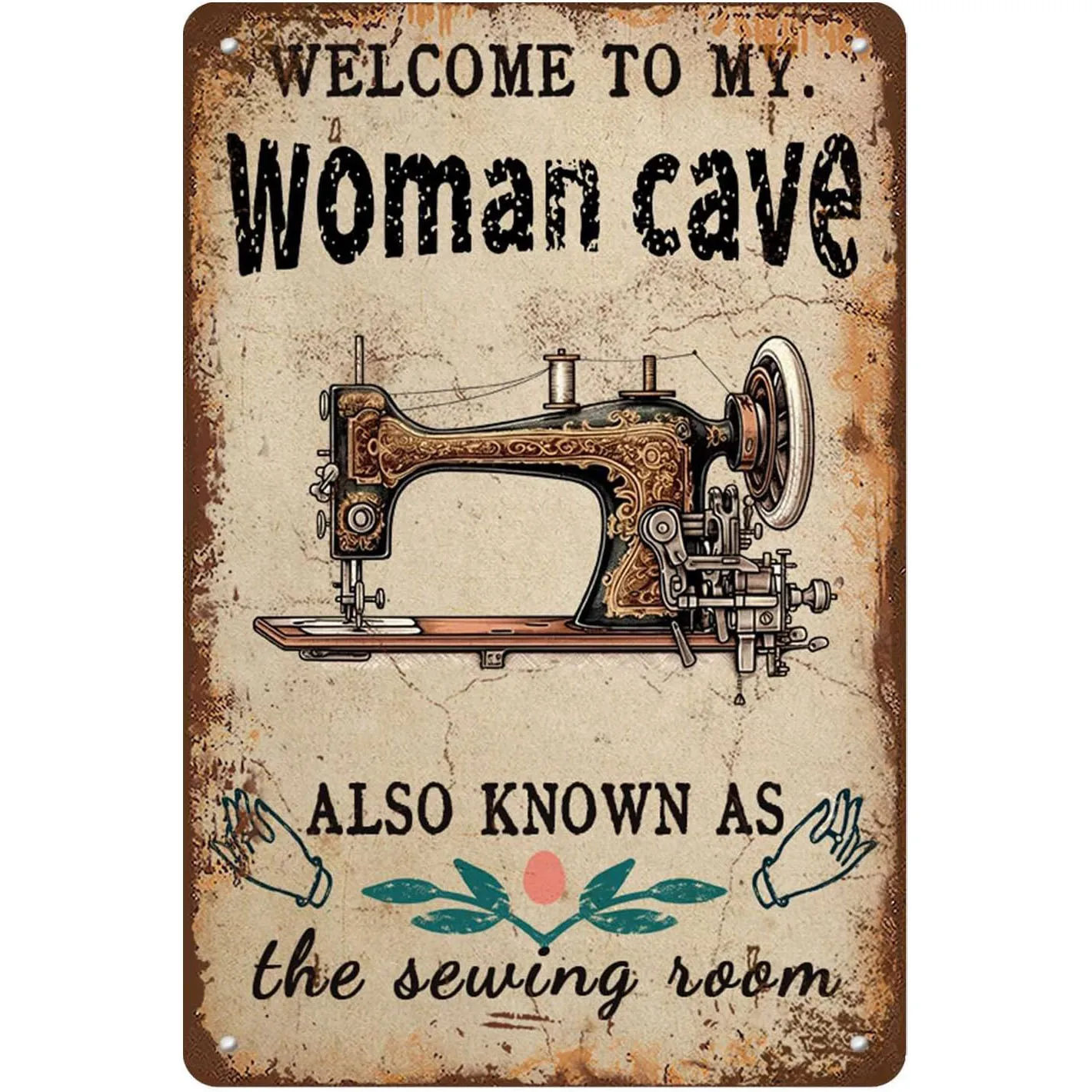 Sewing Room Tin Sign Retro Metal Tin Sign Home Bar Patio Cave Wall Vintage Decor Novelty Sign,Standard Tin Metal Wall Decoration