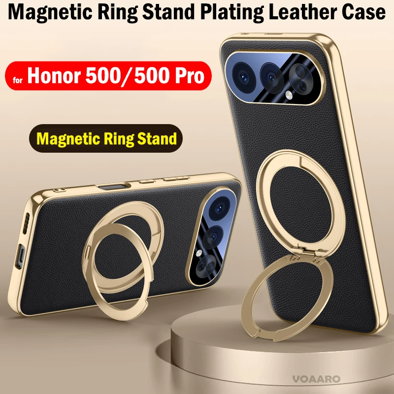 

Кожаный чехол Funda для Honor 500 Pro с поворотным магнитным кольцом и подставкой для Honor 500 Pro 5G, защитный чехол для камеры