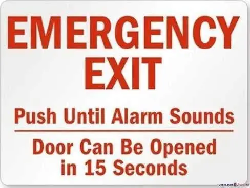 Emergency Exit - Push Until Alarm Sounds, Door Can Be Opened in 15 Seconds Street Sign|Outdoor Safety Decorative Signal Sign 8x1