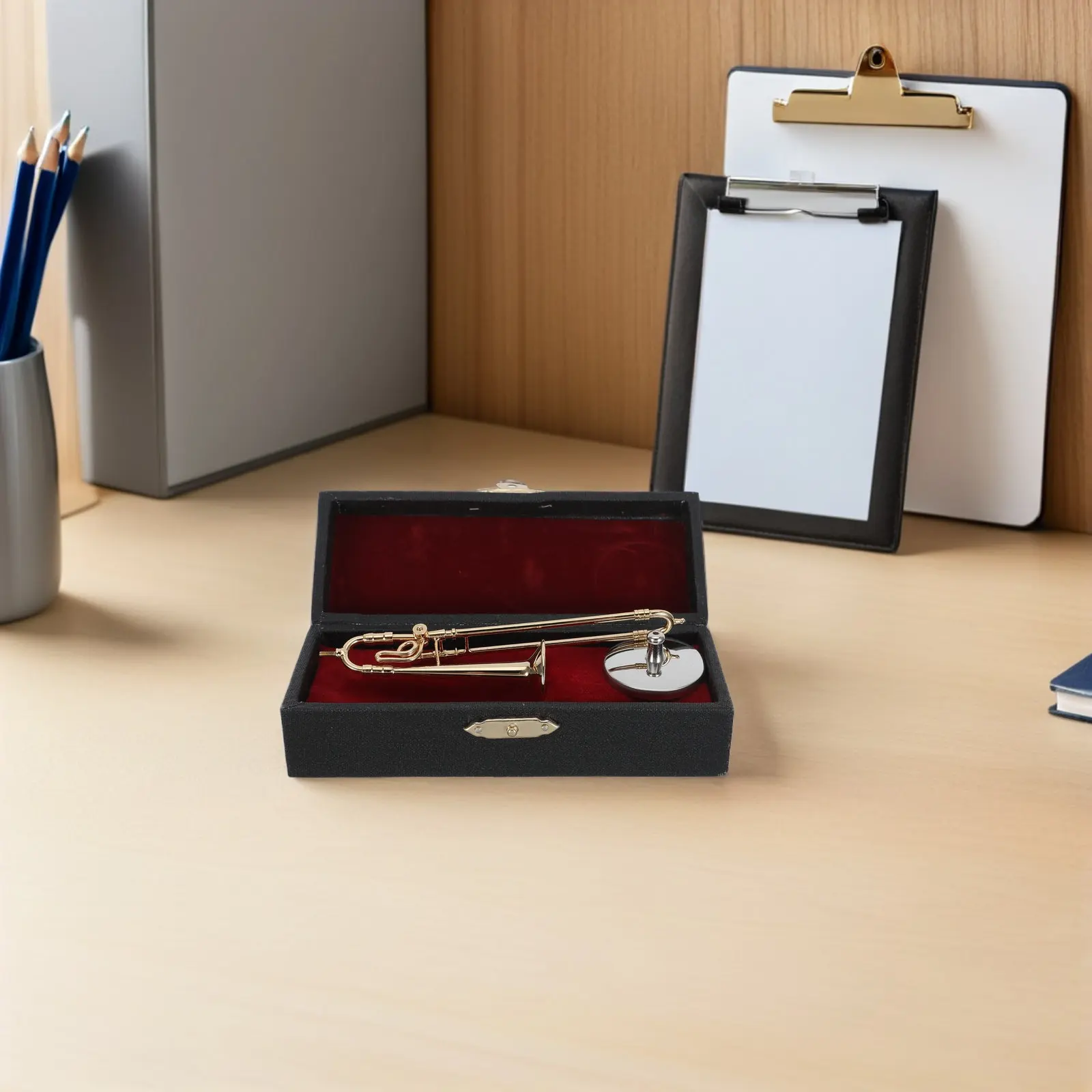 Instruments Small Trombone Mini Flute Decoration Miniature Musical Golden Desk