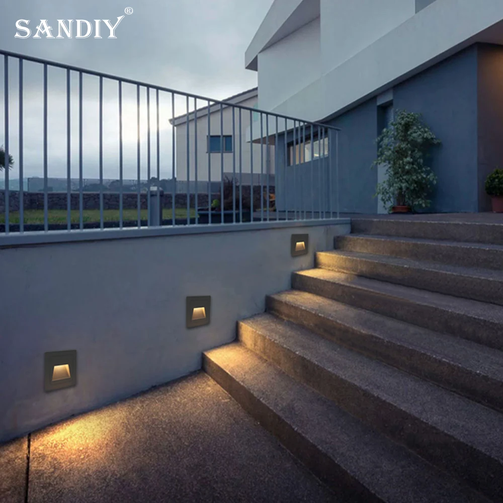 SANDIY Outdoor Waterproof Footer Light Body Sensor Model Aluminium 220v12v24v Patio Garden Wall Corner Lighting Skirting Lights