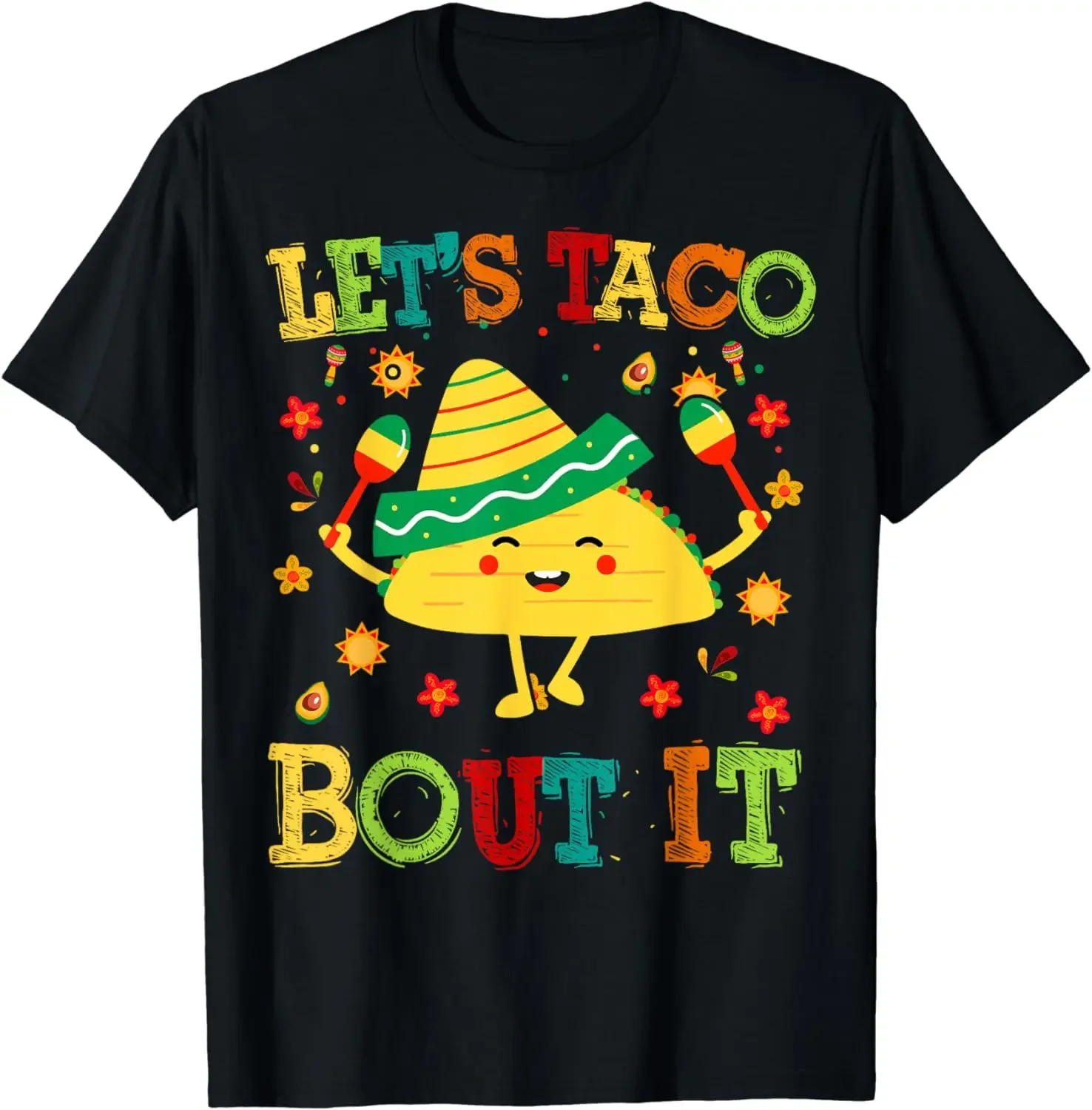 Cute Lets Taco Bout It Funny Mexican Taco T-Shirt Funny Tops  Women Clothing  Kawaii Clothes  Ropa De Mujer