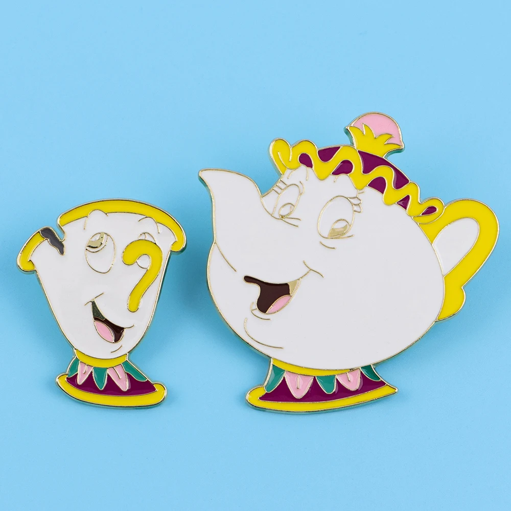 

Golden Belle Teapot and Cup Set Enamel Pins Brooches Woman Men Backpack Accessories Bags Badge Fashion Lapel Jewelry Party Gift