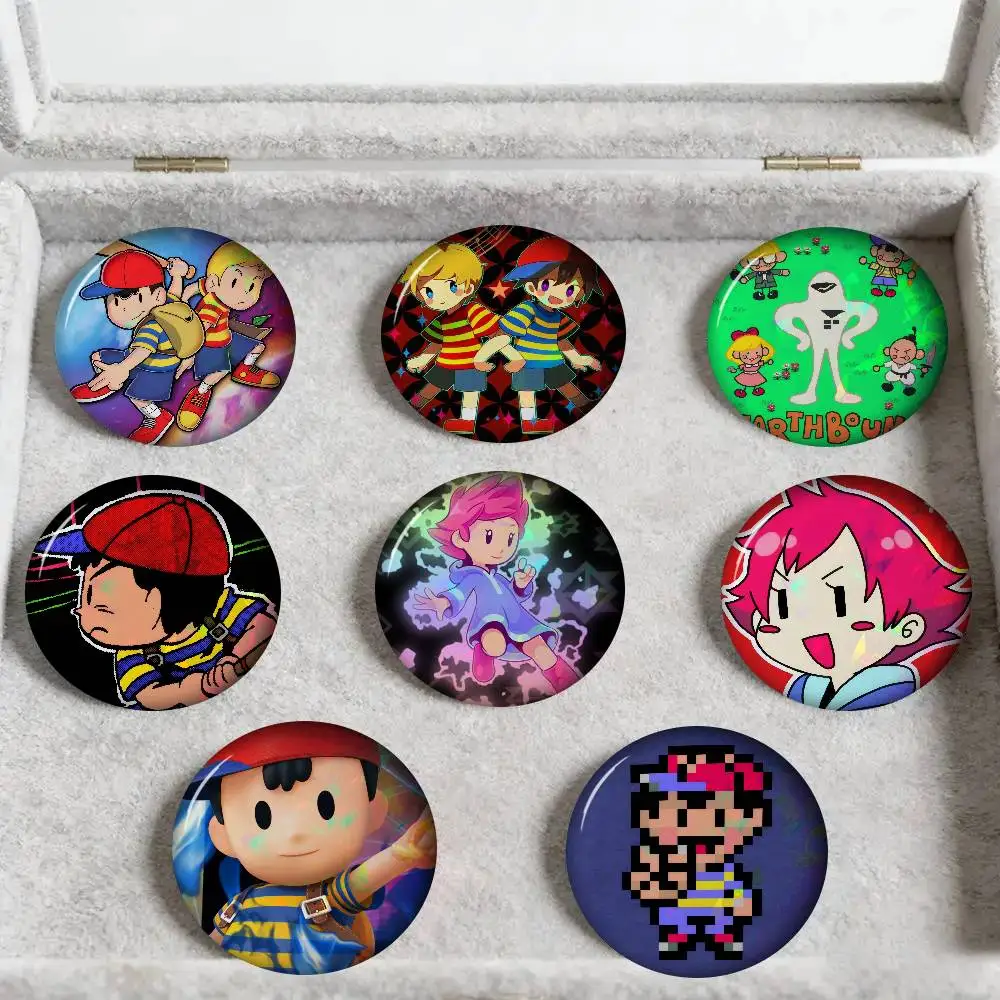 E-EarthBound Mother 4 Laser  Creator Tinplate  Button Custom Anime Role Old-school Brooch Cartoon Collar Badge Jewelry Gift Fans