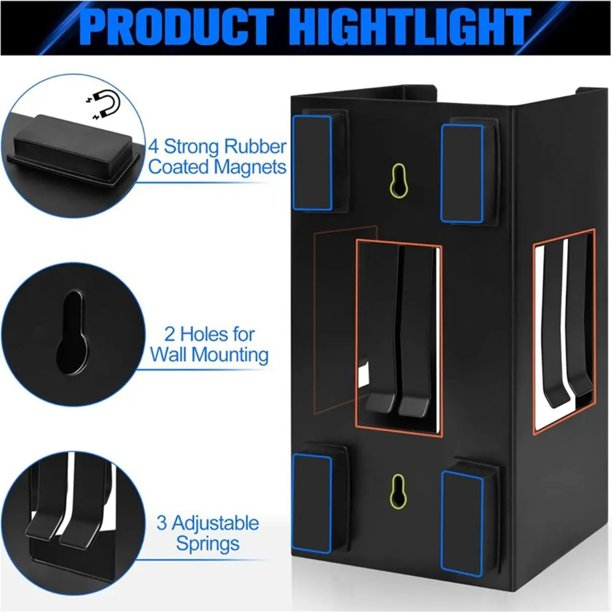 STOCK- Magnetic Glove Dispenser 2 Pack -Wall Mount & Fridge Organizer for Gloves, Paper Towels Tool-Free Installation