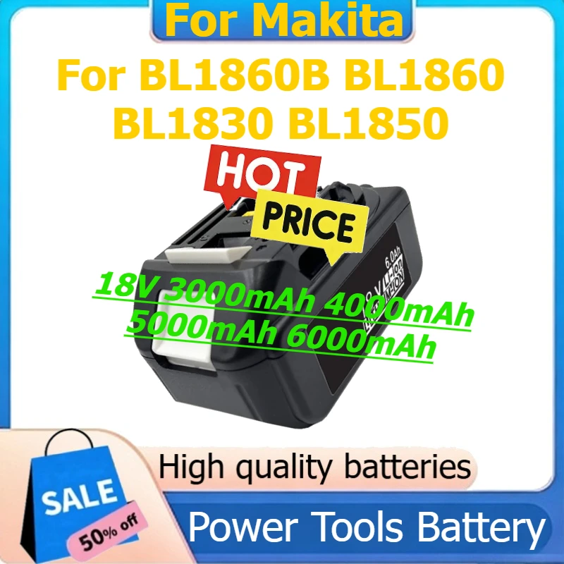 

Для Makita BL1860B BL1860 BL1830 BL1850 аккумуляторная батарея для электроинструментов 18 В 3000 мАч 4000 мАч 5000 мАч 6000 мАч