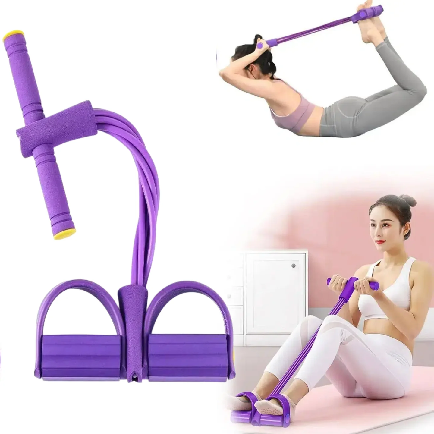 6 Tubos de Elásticos de Resistência para Yoga e Treino, para Alongamento de Abdômen, Cintura, Braços e Pernas, e Emagrecimento